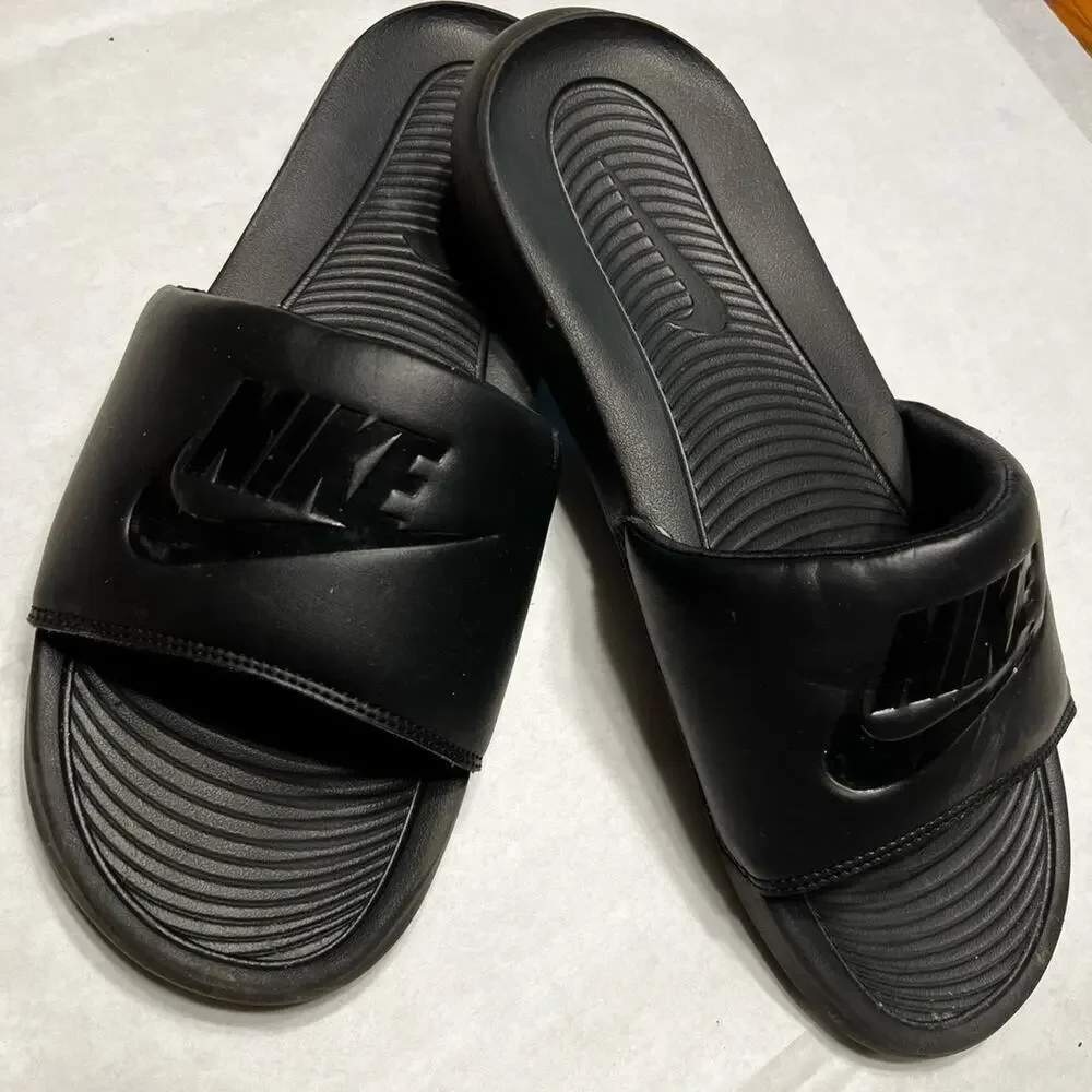 Nike slides, Black, men’s size 13